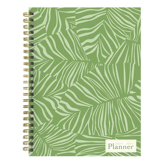TF Publishing 2024-2025 Medium Verde Fronds Spiral Weekly Monthly Planner